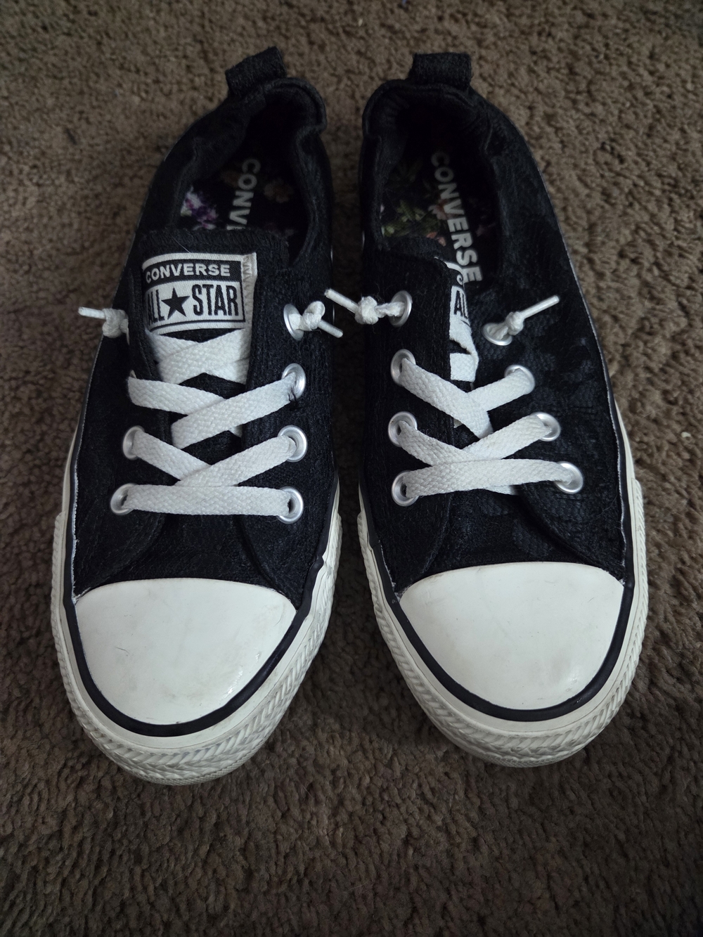 Converse Womens Black Lace Shoreline Chuck Taylor Sneakers